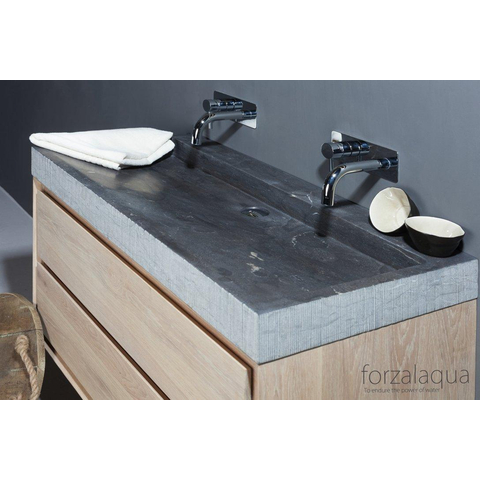 Forzalaqua Palermo wastafel - 120.5x51.5x9cm - zonder kraangat - gefrijnd hardsteen (antraciet) SW67799